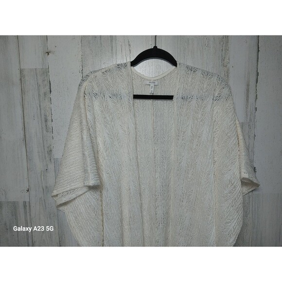 Women's Maurices Ivory Open Front Cardigan Sweater Short Sleeve One Size - Picture 3 of 7